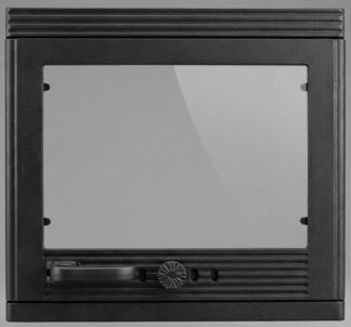 Dvierka krbové, alebo pecové, liatinové so sklom, s reguláciou vzduchu, rozmer 47,5 x 46 cm