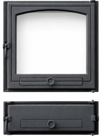 Sada dvierok liatinové presklene s popolnikom